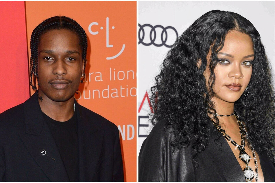Rihanna (r) and A$AP Rocky (l) were spotted getting holding hands over the weekend while filming new project.