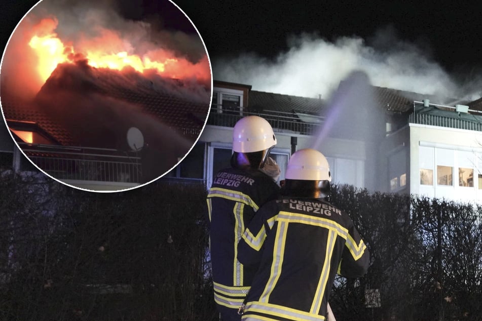Leipzig: Heftiger Balkonbrand in Silvesternacht: Feuer greift auf Dach über