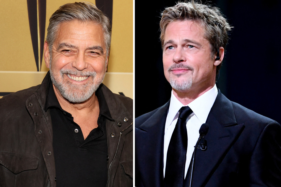 George Clooney (l) poked fun at co-star Brad Pitt ahead of their first on-screen reunion in 15 years.
