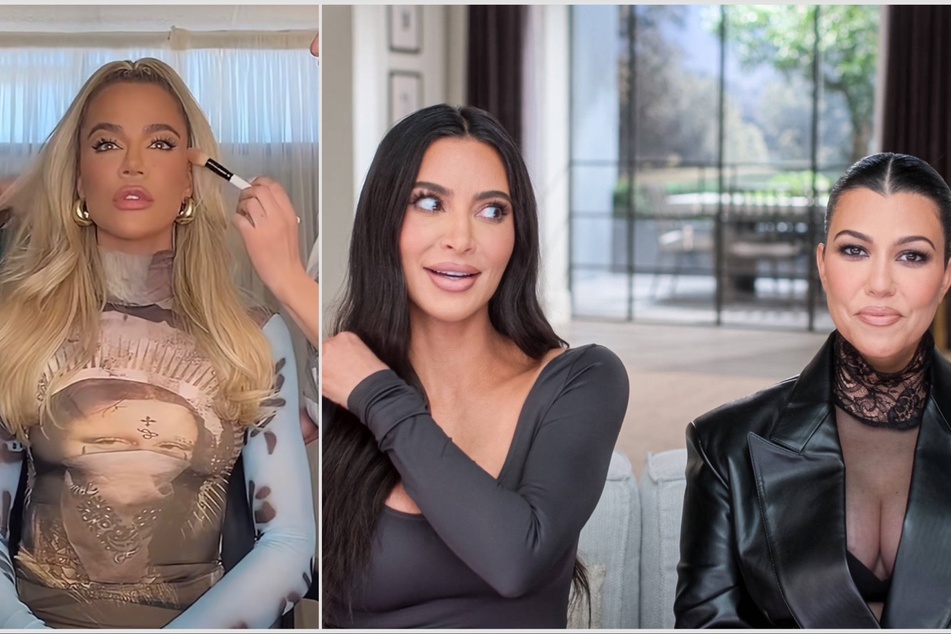 Khloé Kardashian (l.) recreated Kim (c.) and Kourtney Kardashian's (r.) epic purse fight from Keeping Up with the Kardashians.