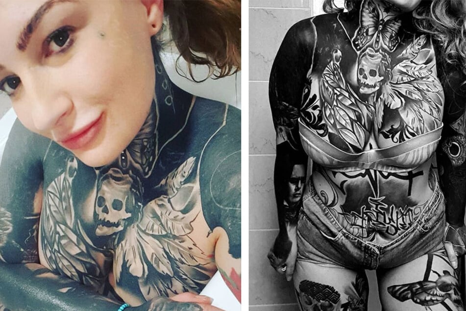 Alex Derbyshire has spent thousands on her tattoos over the last 20 years.