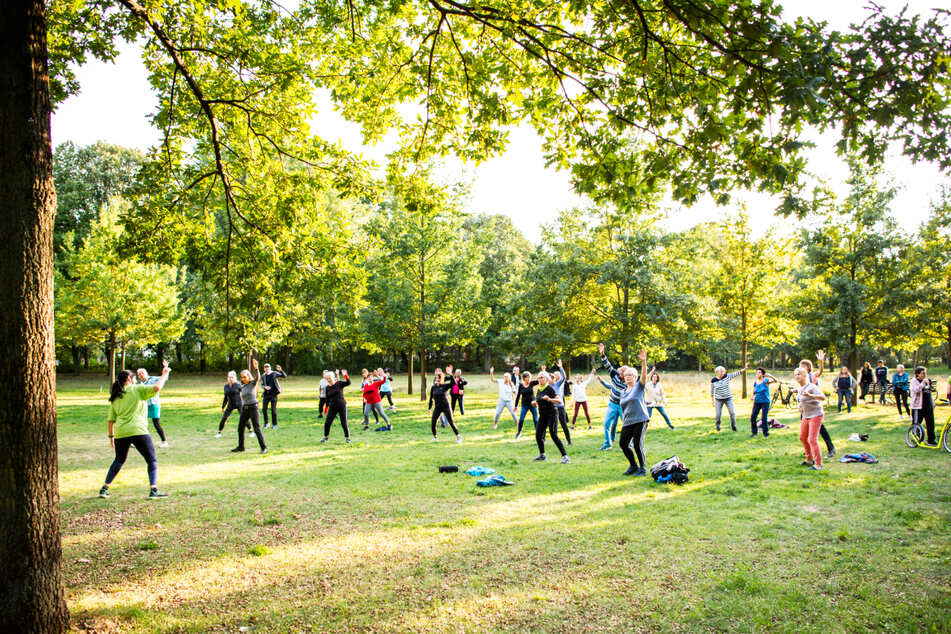 In größeren und kleineren Gruppen in den schönen Berliner Parks macht Sport gleich doppelt Spaß.