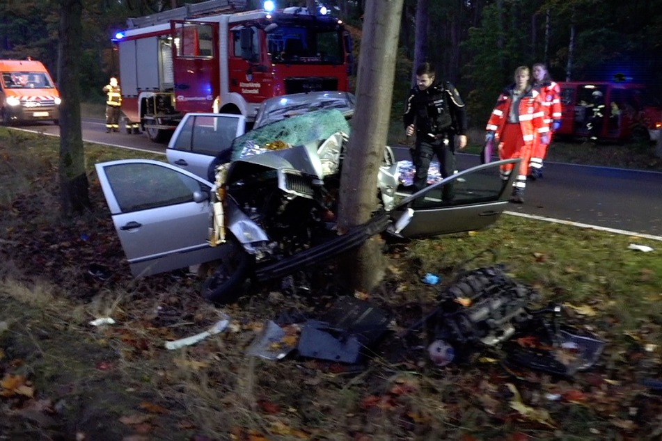 Mit voller Wucht prallte der Skoda gegen den Baum.