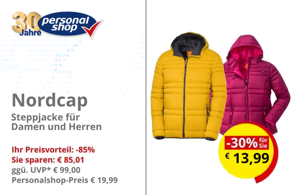 Nordcap Steppjacke für Damen und Herren