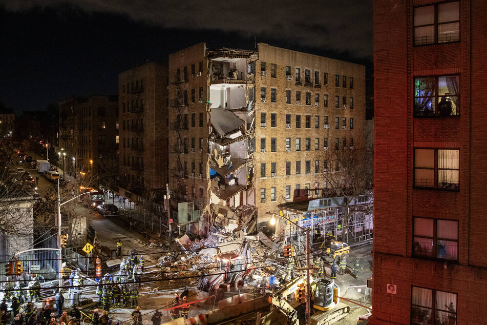 A seven-story apartment building in New York City partially collapsed on Monday as firefighters rushed to rescue potential victims.