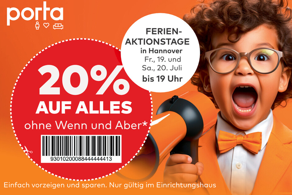 Ein Klick auf den Rabatt-Coupon, den EAN-Code an der Kasse scannen lassen und 20 Prozent auf alles sichern!