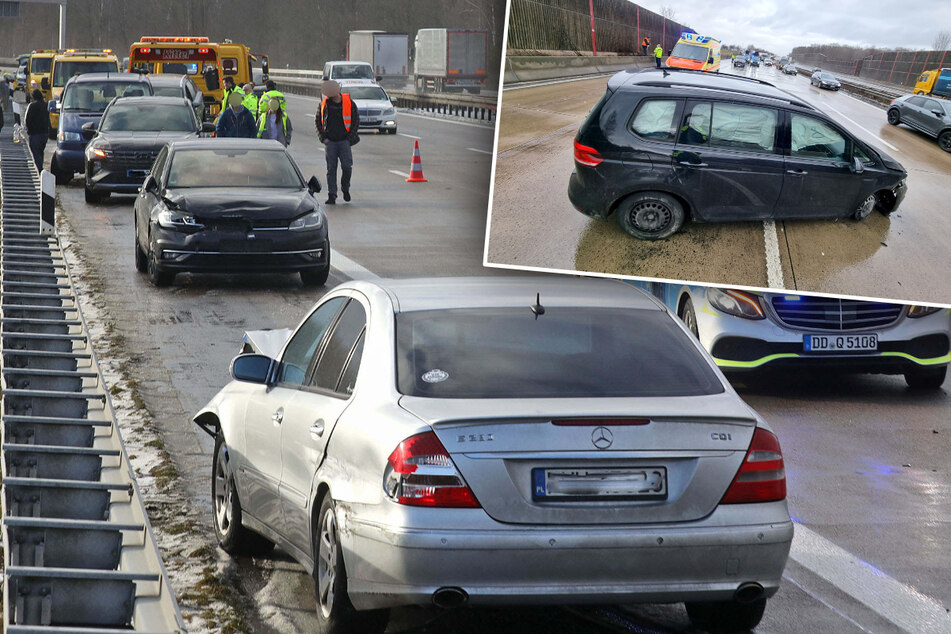Autobahn dicht! Schneeregen sorgt für Unfälle auf A4 bei Chemnitz