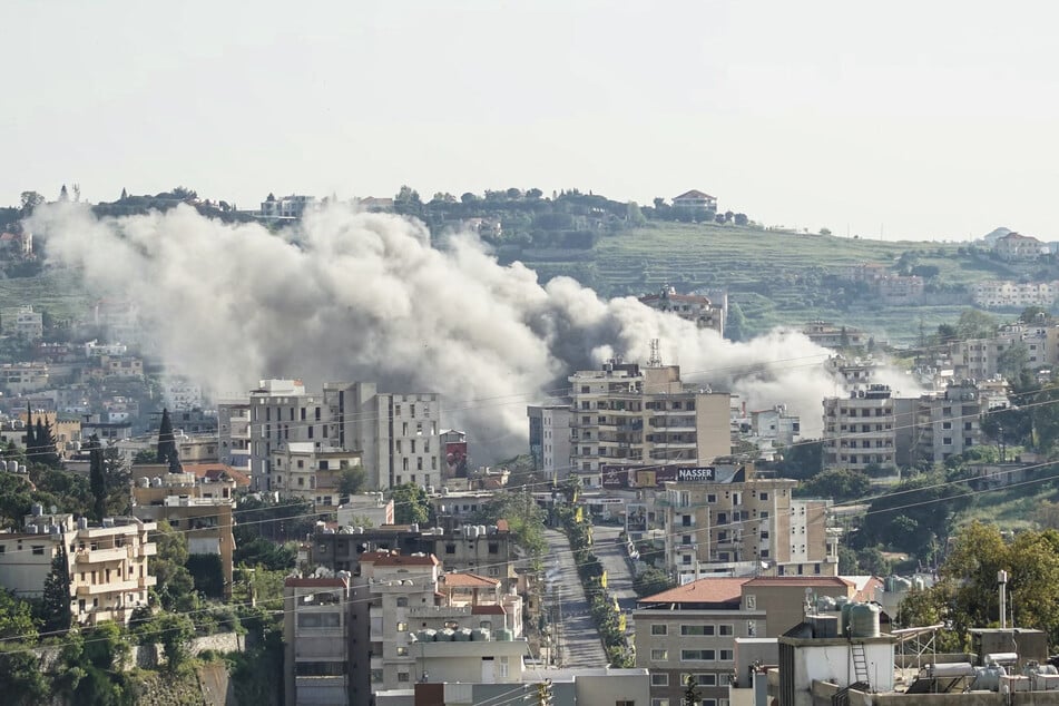 Smoke rises from the site of an Israeli airstrike in the southern town of Nabatieh, Lebanon, on May 9, 2026.