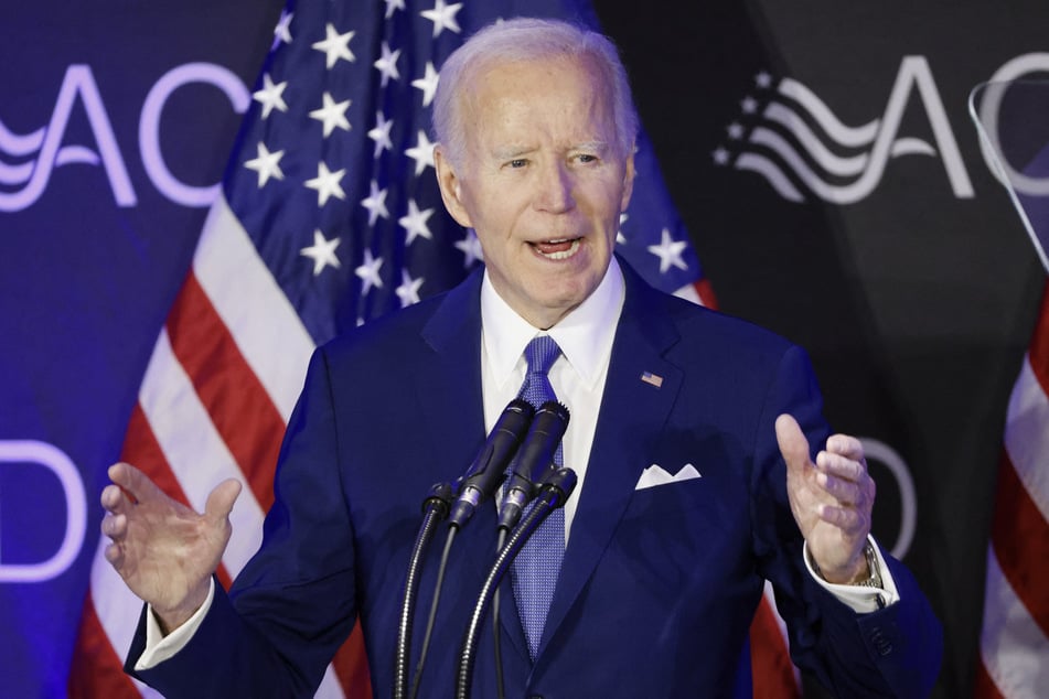 US President Joe Biden speaks during a conference of the Advocates, Counselors and Representatives for the Disabled (ACRD) at the Sofitel Hotel in Chicago, Illinois, on April 15, 2025.