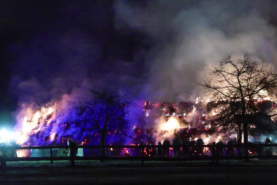 In Hilden gingen am Montagabend über 300 Strohballen in Flammen auf.