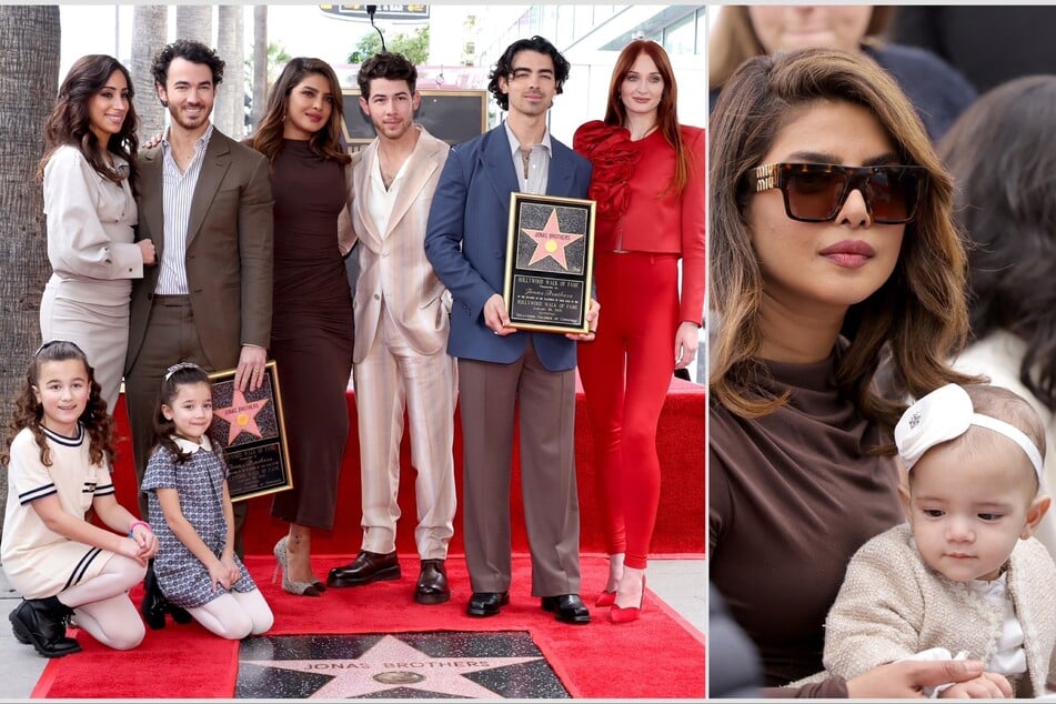 Priyanka Chopra and her daughter Malti Marie (r.) watched the Jonas Brothers receive the prestigious honor of getting a star on The Hollywood Walk of Fame.