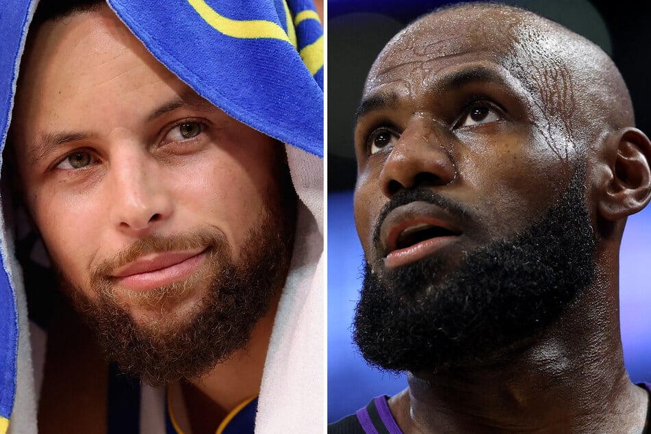 Steph Curry (l) said he made his pitch for LeBron James to join the Warriors, but admitted that the final decision is "up to him."
