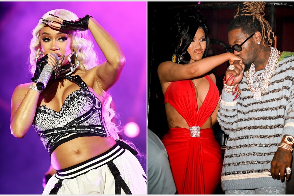 In 2022, rumors swirled that rapper Saweetie (l) was the cause of the Migos disbandment due to her alleged affair with Offset (r).