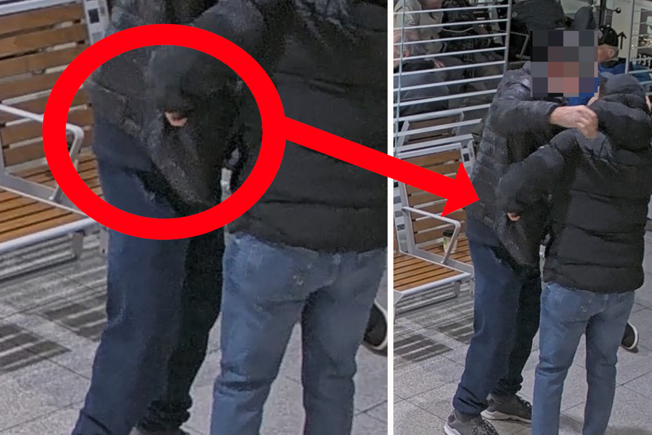 Auf den Aufnahmen der Überwachungskamera ist gut zu erkennen, wie der Tatverdächtige einem potenziellen Opfer in die Tasche greift.
