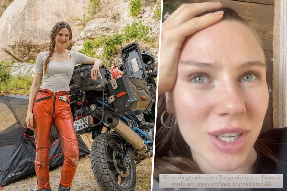 Ann-Kathrin Bendixen (24) reist auf ihrem Motorrad als "Affe auf Bike" um die Welt.