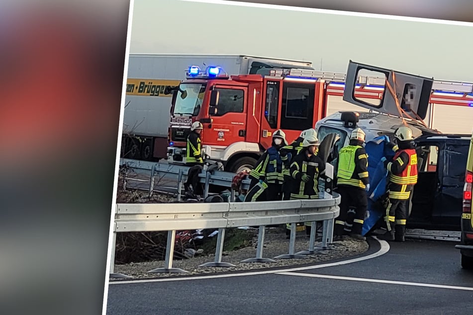 Horror-Unfall in Zeitz: Mercedes rauscht in vollbesetzten Kleinbus