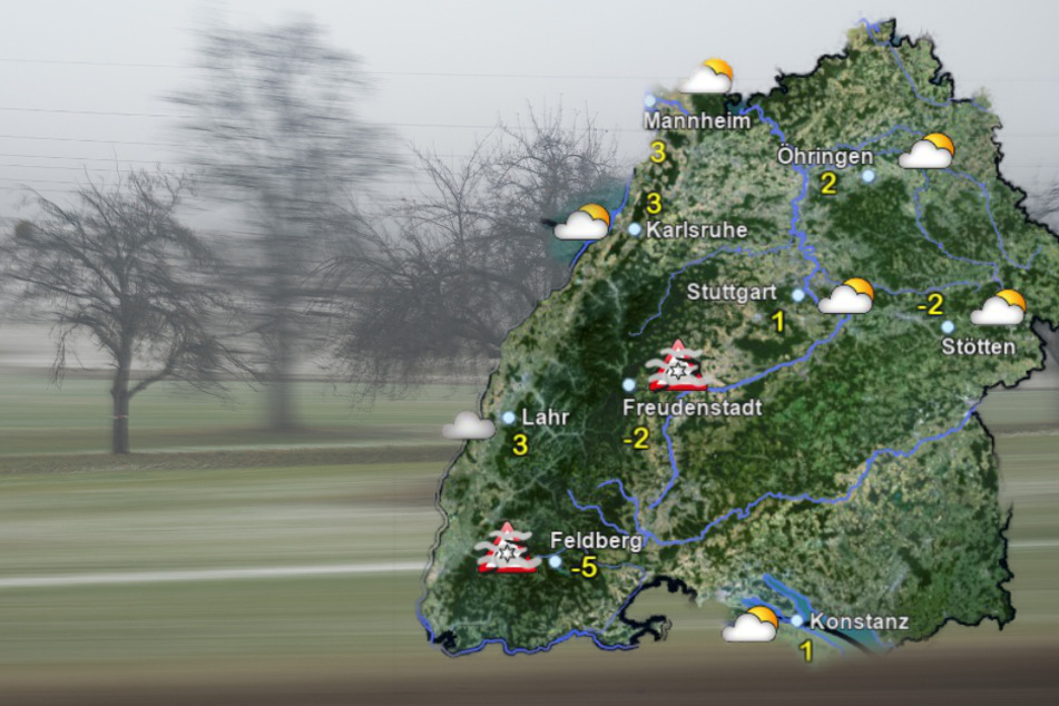 In Baden-Württemberg wird es am Mittwoch bewölkt, örtlich kann es zu Sprühregen und Schneegriesel kommen. (Fotomontage)