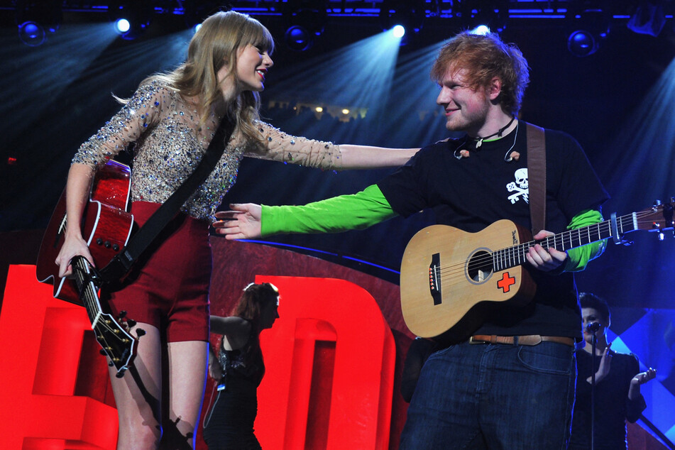 Taylor Swift (l) and Ed Sheeran have collaborated several times, including two duets from Red (Taylor's Version).