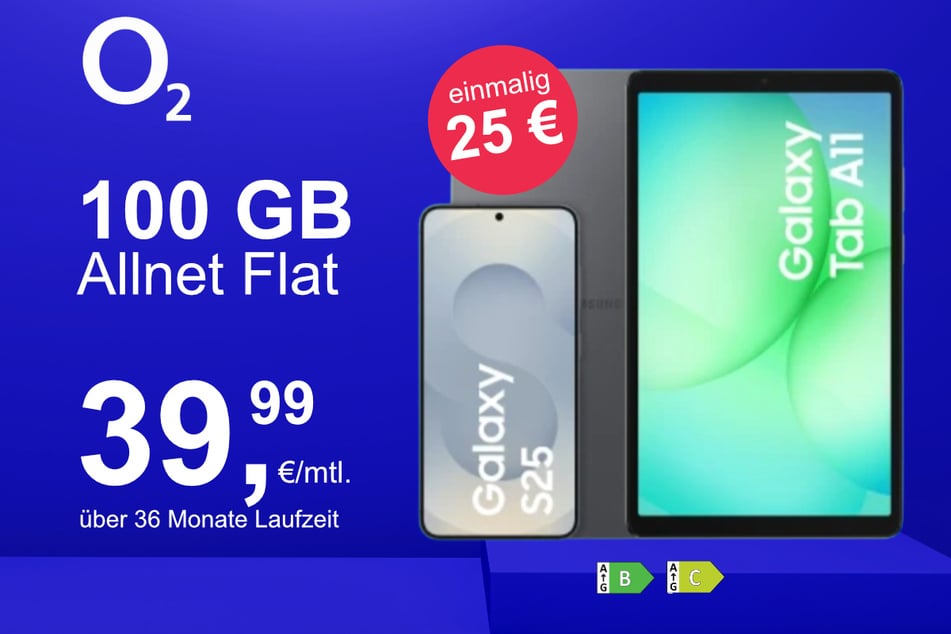 Das Samsung Galaxy S25 inklusive Tab A11 WiFi für einmalig 1 Euro.