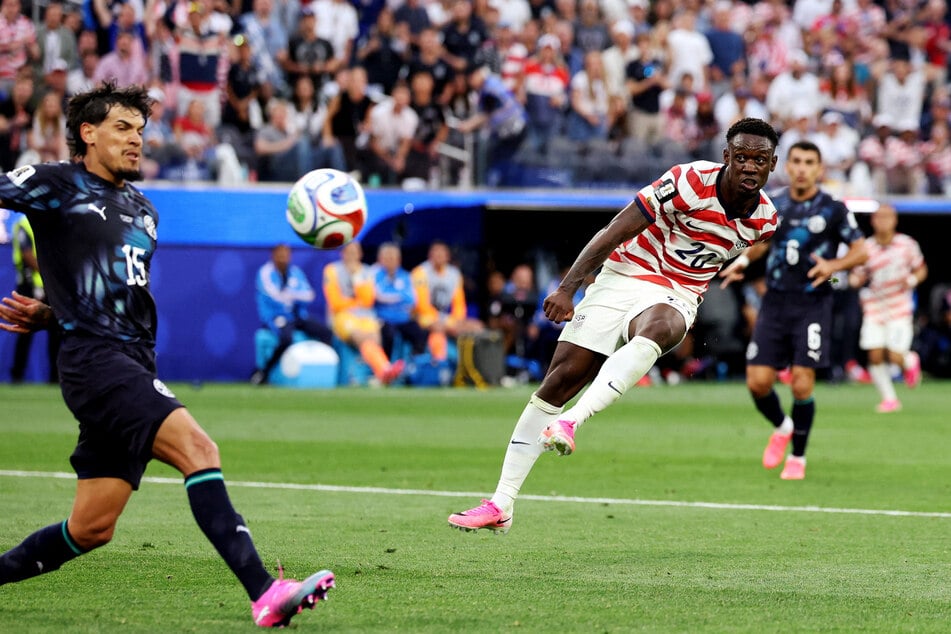 Folarin Balogun scores the USMNT's third goal in the World Cup Group D match against Paraguay on June 12, 2026.
