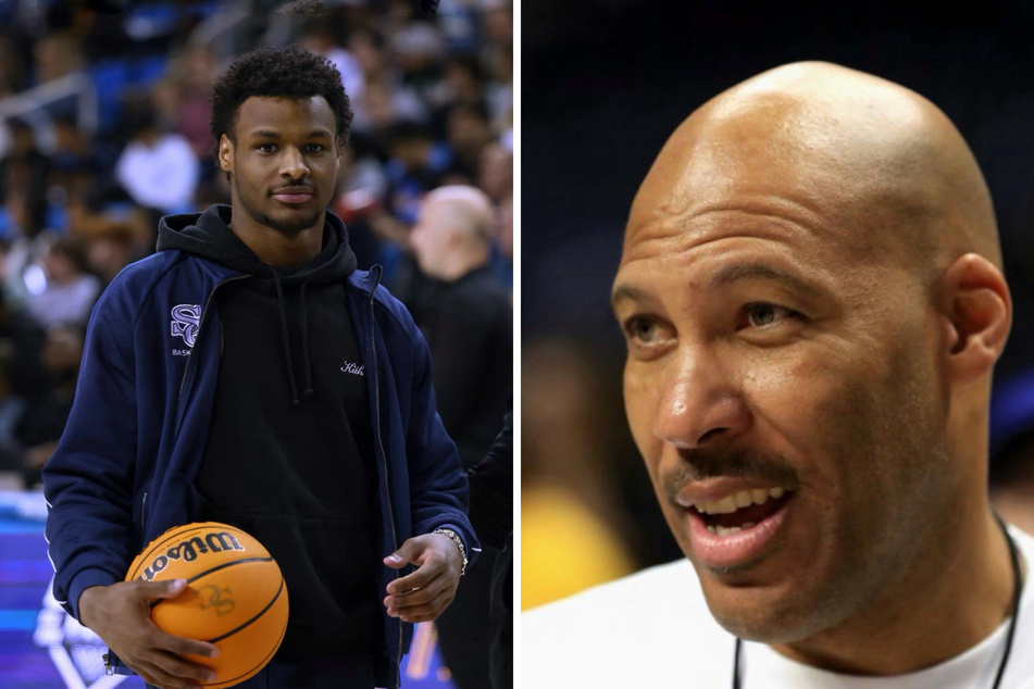 LaVar Ball (r), the father of NBA ballers LaMello and Lonzo, believes Bronny James (l) should carve out a different path to play ball professionally.