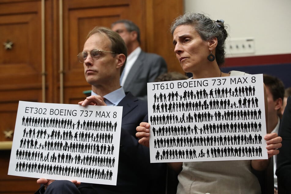 Michael Stumo and Nadia Milleron, parents of Samya Stumo, listen to testimony during a House Transportation and Infrastructure Committee hearing on Capitol Hill on June 19, 2019.