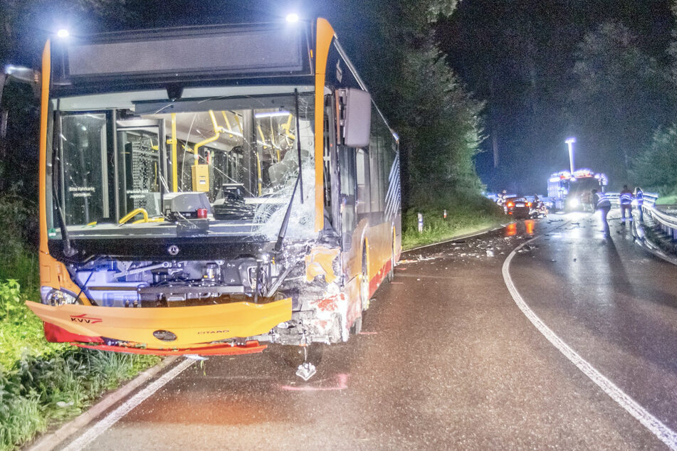 Der Busfahrer wurde bei dem Unfall schwer verletzt. Der Autofahrer hatte keine Chance und verstarb noch an der Unfallstelle.