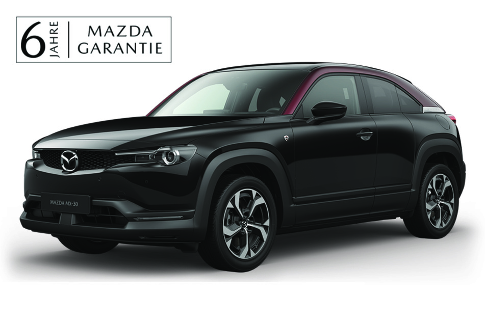 Stylisches SUV mit Top-Ausstattung – der MAZDA MX-30. Vor allem in schwarz macht der Wagen was her.