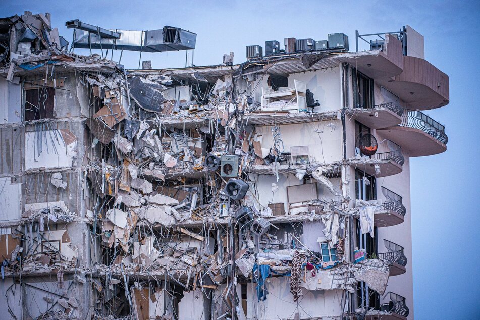 An exterior view showed incredible damage to the 12-story building that partially collapsed in the town of Surfside on Thursday.