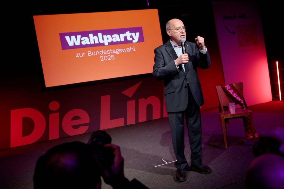 Gregor Gysi (77) auf der Wahlparty der Linken.