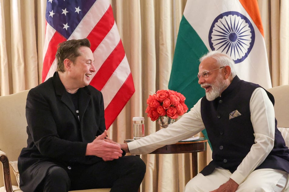 Elon Musk (l.) meets Indian Prime Minister Narendra Modi in Washington DC on February 13, 2025.