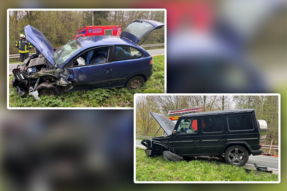 G-Klasse kracht frontal in Gegenverkehr: Zwei Menschen bei Unfall auf B27 verletzt