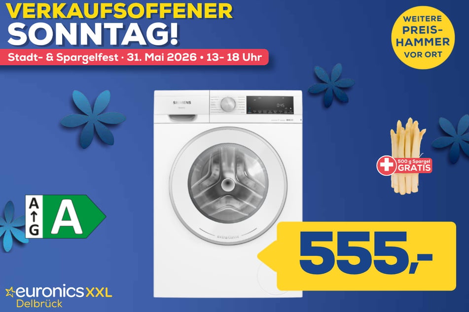 Siemens-Waschmaschine WG44G2Z90 für 555 Euro (500 Gramm Spargel gratis).