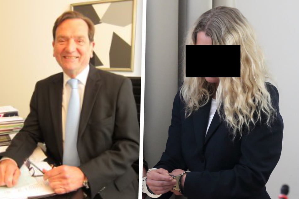 Ramona B. (53) soll ihren Ehemann Peter B. (76, l.) ermordet haben. Im Prozess schweigt sie.