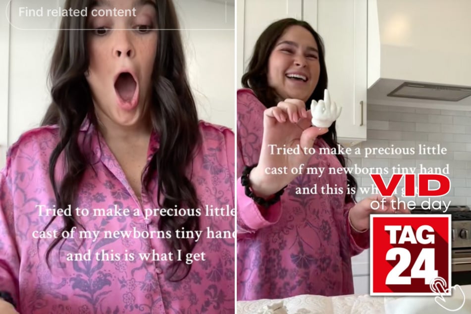 Today's Viral Video of the Day features a mom who unveiled a hilarious cast of her baby's hand – which ended up being his middle finger sticking up!