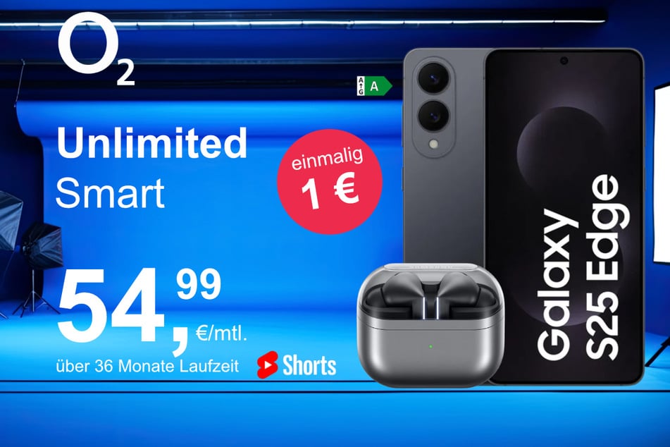 Das Samsung Galaxy S25 Edge + Buds 3 Pro im o2 Mobile Unlimited Smart für einmalig 1 Euro.