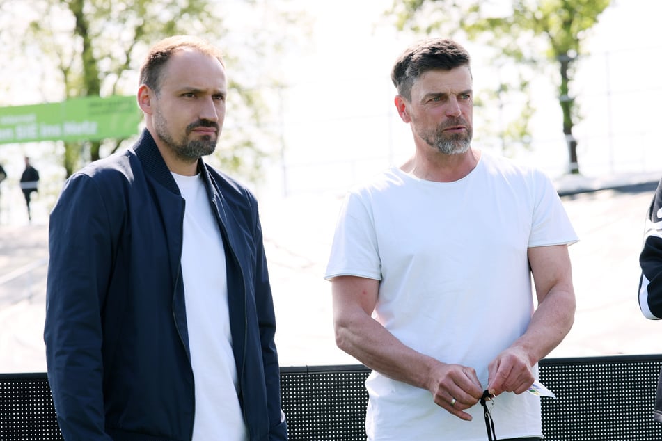 Lok Leipzigs Sportgeschäftsführer Toni Wachsmuth (39, l.) und TV-Experte Torsten Ziegner (48).