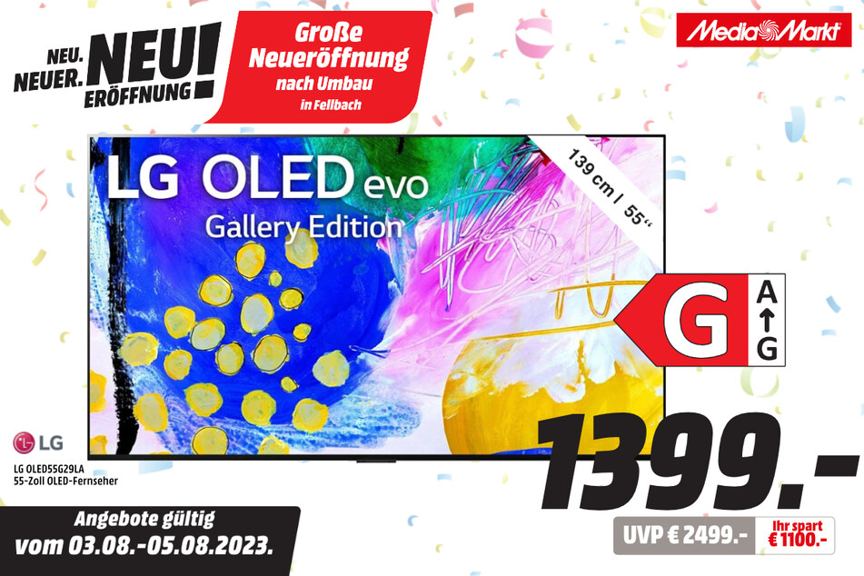 55-Zoll LG-Fernseher für 1.399 statt 2.499 Euro.