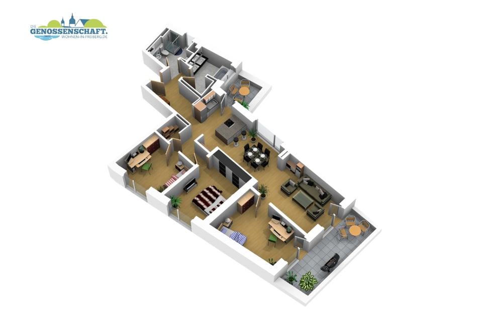 4-Raum-Wohnung mit 115,7 m² (1.469 Euro Grundmiete)