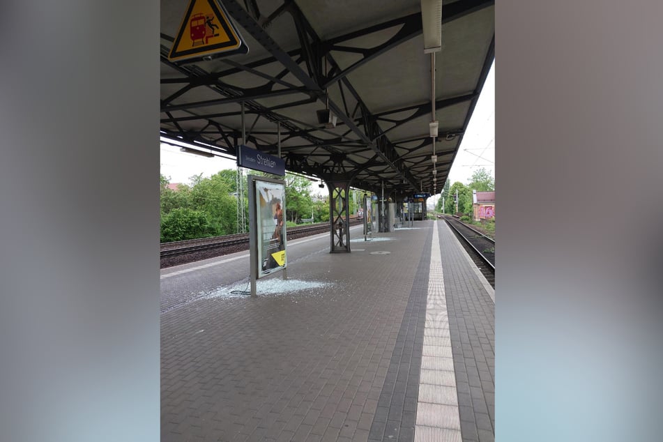 Die Glasscheiben von vier Werbetafeln wurden zerstört.