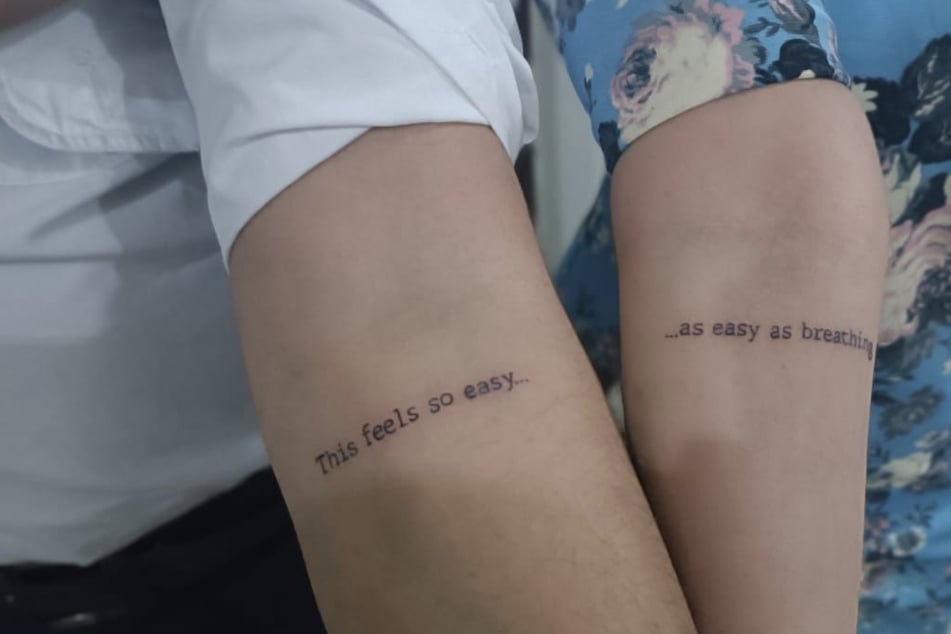 One couple decided to get WhatsApp messages from each other tattooed on them.