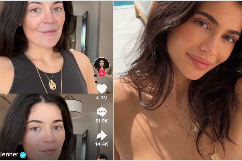 Kylie Jenner "aged" herself using a TikTok filter, but some fans were not vibing with her reaction to wrinkles.