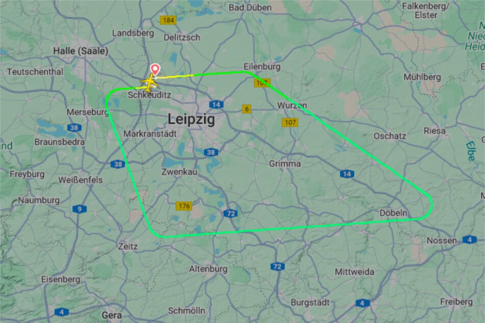 El avión apenas llegó a Döbeln, lo que se podía ver en Flightradar24.