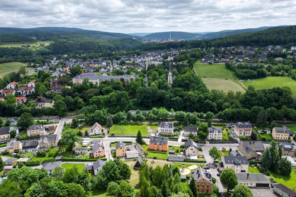 Blick auf Bad Schlema. Hier kam es 1955 zu einem schweren Grubenunglück.