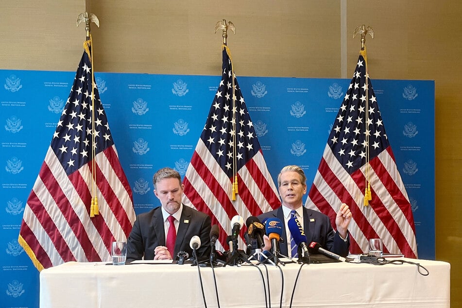 US Trade Representative Jamieson Greer and Treasury Secretary Scott Bessent spoke to reporters in Geneva, Switzerland, after meeting with Chinese counterparts.