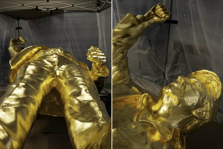 "Don Colossus": Golden Trump statue held back by crypto pay dispute