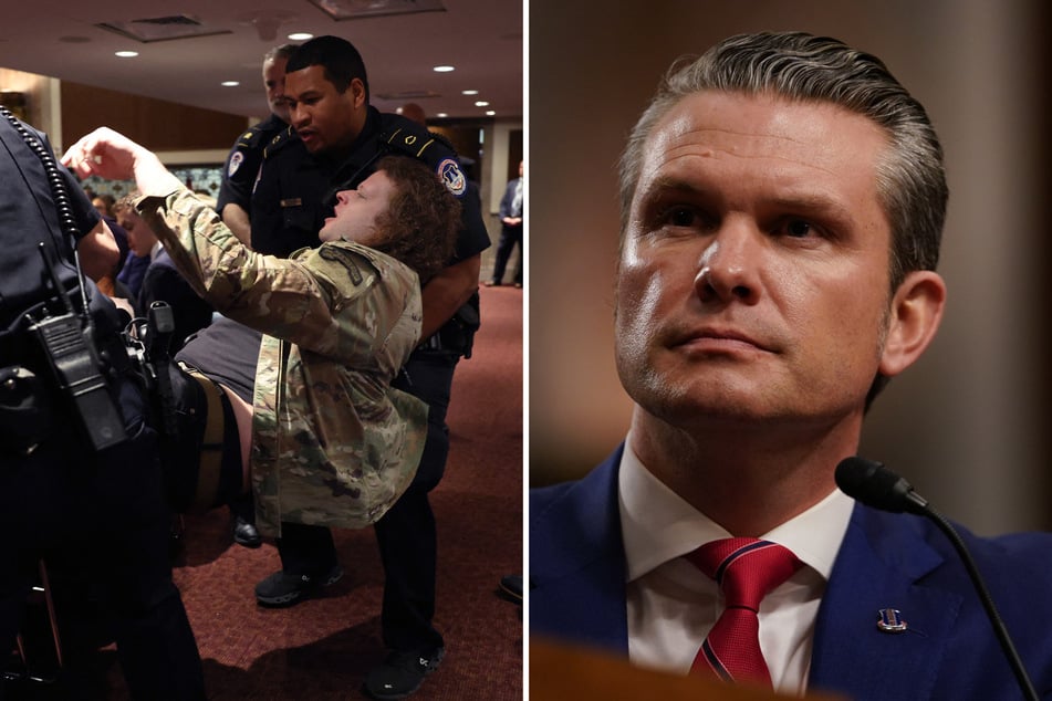 Three US veterans have been arrested after disrupting the Senate confirmation hearing of Secretary of Defense nominee Pete Hegseth.