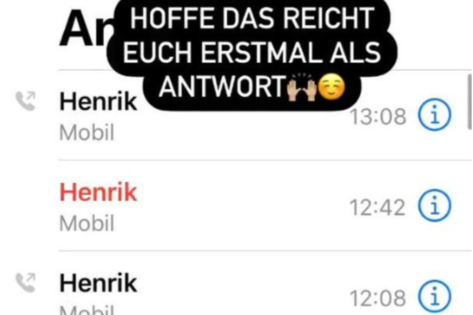 Sandra zeigt ihren Followern ihre Anruferliste.