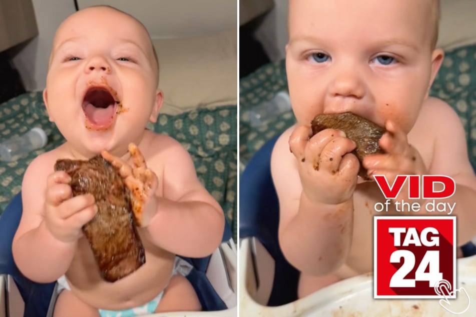 This little baby on TikTok is living a steak-lovers dream!