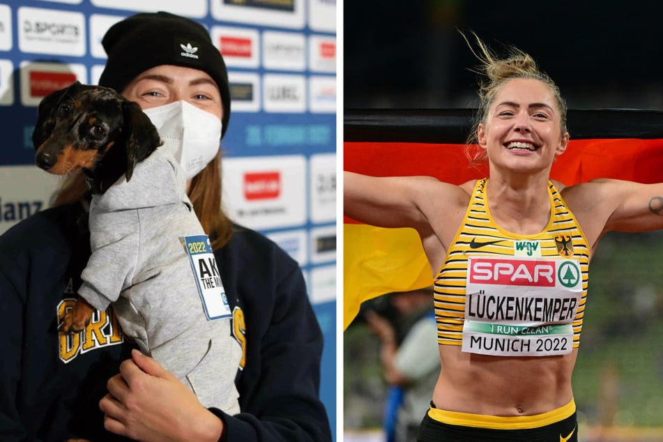Sprinterin Gina Lückenkemper (25) hatte am Samstagabend ihren treuen Begleiter Akira mit im "aktuellen sportstudio".
